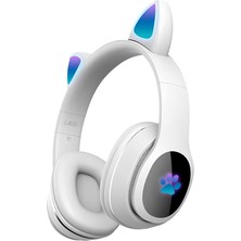 1001 Babilden Kedi Kulak Rgb LED Işıklı Kablosuz Bluetooth Kulaklık Mikronlu Hafıza Kartı Girişli