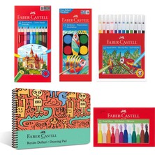 1001 Boyama Seti ve Resim Defteri 25X35 Cm, Çocuklar Için Yaratıcı Eğlence, 12 Renk Suluboya, Boya