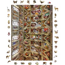 1001 Pinecone - Ahşap Puzzle Yetişkinler Için - Sistina Şapeli Benzersiz Parçalı Puzzle - 450 Parç