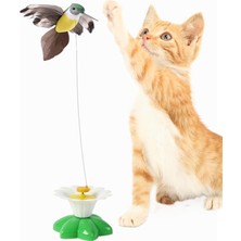 1001 Interaktif Kedi Oyuncağı 360° Dönen Sensörlü Elektrikli Kuş – Otomatik Hareketli Tüylü A