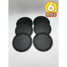 Empressco 6'lı Metal Yuvarlak Çay, Kahve, Pasta Servis Tepsisi Dekoratif Sunum Tepsisi Siyah 24 cm