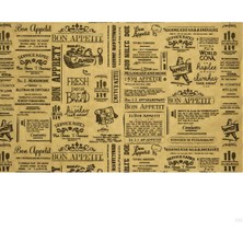 1001 Bon Appetit Desenli Sunum Kağıdı, Vintage Gazete Stili, Kraft Görünümlü, 25X35 Cm, Tek Kullan