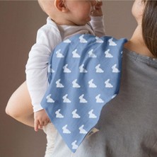 1001 Deux LAPINS%100 Pamuk Müslin Bebek Omuz Bezi 5li - Mono Lapin Royal Blue OMZBEZ-05L-000RYB