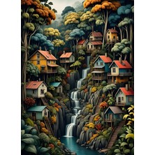 1001 Nova Puzzle 1000 Parça Ağaçların Gölgesindeki Huzur Puzzle - Ağaçlar Arasındaki Evler