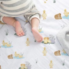 1001 Deux Lapıns% 100 Pamuk Müslin Bebek Örtüsü 100X100 cm Petits Canetons - Yavru Ördek Desen Throw