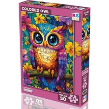 1001 Ks Games 50 Parça Renkli Baykuş Puzzle 5 Yaş Üzeri Kız ve Erkek Çocuk Yapboz 48 x 34 cm 31752