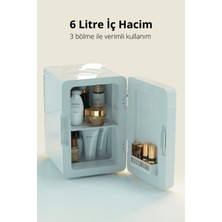 1001 Kıwı KRF-2505 LED Işıklı Taşınabilir Soğuk - Sıcak Ayarlı Kozmetik Mini Buzdolabı Beyaz
