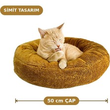 1001 Tigres Puffy Simit Şeklinde Kedi Yatağı 50 cm