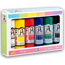 1001 Mona Lisa Akrilik Boya Seti 6 Renk 70 Ml. Akrilik Boya Seti Tuval, Ahşap, Taş, Seramik ve Hobi Boy