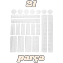 1001 21 Parça Yansıtıcı Sticker Seti, Kırmızı, Motorsuz/motorlu Araçlar Için (Gri - Beyaz)