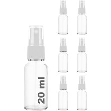 1001 Afracam 20 ml Beyaz Spreyli Şeffaf Cam Şişe 20 cc Sızdırmaz Kapaklı Fısfıs Beyaz Cam Şişe