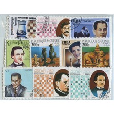 1001 Pulko History 1970 Satranç Chess 50 Çeşit Damgalı Pul Koleksiyonu