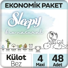 1001 Sleepy Bio Natural Ekonomik Paket Külot Bez 4 Numara Maxi 48 Adet