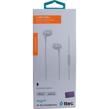 1001 Ttec Pop Mikrofonlu Kulakiçi Kulaklık 3.5mm - Beyaz (2KMM13B)