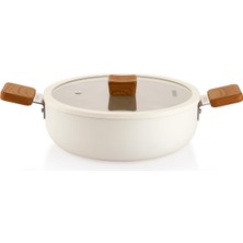 1001 Schafer Ceramoni Seramik Basık Tencere 24 Cm-Krem