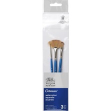 1001 Winsor & Newton Cotman 5390608 Sulu Boya Sentetik Kıl, 3'lü Fırça Seti, Mükemmel Sıçrama Güc