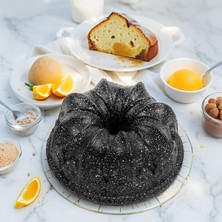 1001 Deconox Thermo Döküm Gövdeli Taç Kek Kalıbı 23CM, Dilimli ve Döküm, Siyah Granit Benekli Pi�