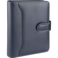 1001 2k 4655 Ajanda Tarihsiz Kareli 14X20 cm Ajanda/defter Hesap Makineli Suni Deri Organizer, Lacivert