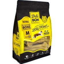 1001 Doggie Delibon Deri Pres Kemik, M Boy, Naturel, 15CM x 12ADET
