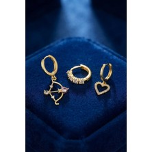 Teknoparkx 3 Lü Set Küpe Gold Renk Eros Yay Detaylı Tknprk-Tkaks3