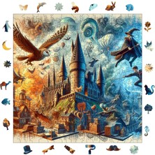 1001 Ahşap Puzzle Yetişkin - Sihirbazlık ve Büyücülük Okulu - 353 Parça, 29 x 29 cm - Yapıştır