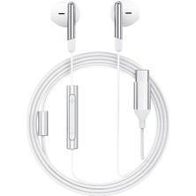 1001 Acefast Usb-C Kablolu Mikrofonlu Kulaklık Uzaktan Kumandalı Type-C Kulaklık 1.2 Metre - Beyaz - L