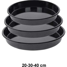 1001 Cook-Lab 20-30-40 cm 3'lü Siyah Parlak Emaye Yuvarlak Fırın Tepsi Seti Siyah 30 cm