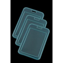 1001 3 Adet Premium Kart Kılıfı Şeffaf Dikey Yaka Kartı Kart Koruyucu