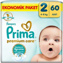 1001 Prima Bebek Bezi Premium Care 2 Numara 60 Adet Ekonomik Paket