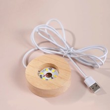 DS LLC Işıklı Kristal Cam Küre - Yağmur Bulutu Tasarımlı - Ahşap Altlıklı - USB Gece Lambası
