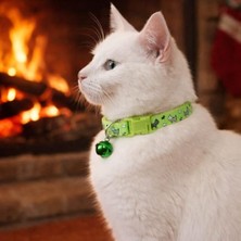 1001 Kedi Boyun Tasması Zilli ve Ayarlanabilir Yeşil