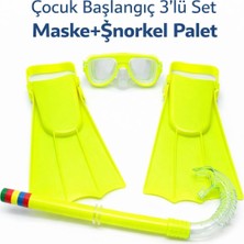 1001 Çocuk 3'lü Set Palet Maske Şnorkel Dalış Seti Pvc 24-29 Numara Ayarlanabilir Kayışlı