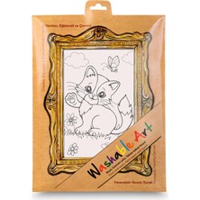 1001 Akademi Çocuk Funny Mat -Washable Art - Kedi