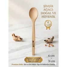 1001 Bizim Şimşir Ağacı Servis Kaşığı, Doğal Ahşap, 31 cm Uzun Saplı, El Yapımı, Mutfak Kar�