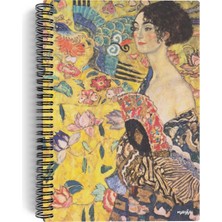 1001 Gustav Klimt/lady With A FAN,1917-18 | Spiralli Defter 15 | A5 | Çizgisiz | 100 Sayfa | Sanat