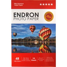 1001 Endron 10 x 15 cm Inkjet Fotoğraf Kağıdı Ultra Premium 100 Adet 270 gr Mürekkep Yazıcı Uyumlu