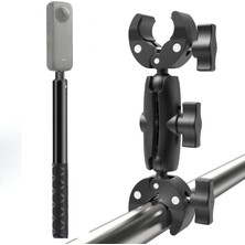 1001 Coverzone Çift Başlı Superclamp Gidon Montaj & 300CM Görünmez Selfie Çubuğu, INSTA360 X3, X2,
