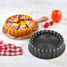 1001 Deconox Thermo Döküm Gövdeli Keskin Tart ve Kek Kalıbı 28CM, Dilimli ve Döküm, Siyah Granit B