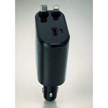 DS LLC 120W Hızlı Şarj Destekli 4'ü 1 Arada Araç Şarj Cihazı Type-C, Lightning, USB ve Usb-C Çıkı
