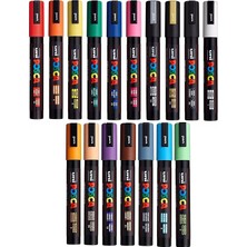 1001 Pc-5 M - 17 Set - Su Bazlı Pigment Mürekkep Işaretleyici, Uç 2,5 mm