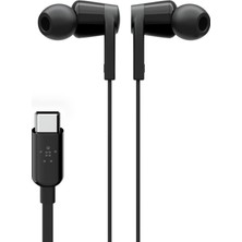 1001 Belkin Rockstar Usb-C Girişli Silikonlu Kulak Içi Kulaklık, Tangle-Free, Siyah