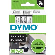 1001 Dymo S0720680, D1 Yedek Şerit (9 mm x 7 Mt), Beyaz/siyah (40913)