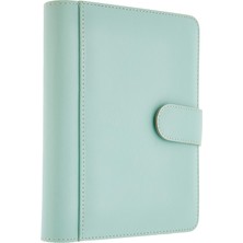1001 2k 2025 Ajanda Suni Deri Mıknatıs Kapaklı 4 Halka Mekanizmalı Organizer, Su Yeşili, 20X23X4 cm