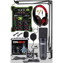 1001 Midex Cx2 Functional Paket-5 Stüdyo Mikrofon Ses Kartlı Mikser Kulaklık Stand
