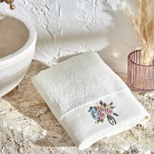 1001 Karaca Home Comfort Touch NAKIŞLI%100 Pamuk Havlu Mavi 30X50 cm