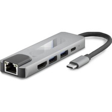 Skygo Type-C 3.0 Hub Pd Hdmı 4K 30Hz Lan 100M 5 Port 5 Gbps Gri HDX7831