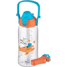 Uzspace 730ML Tritan Tek Kapak Çift Kullanım Pipetli/pipetsiz Askı Aparatlı Tritan Çocuk Su Mat