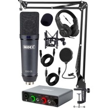 1001 Midex Stüdyo Ekipmanları Exclusive Paket-3 Cx2 Mikrofon GLX-700GR Ses Kartı Stüdyo Kayıt Seti