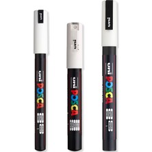 1001 Ultra Ince - Ince Boya Marker Kalem Seti - Pc-1mr, Pc-1m, Pc-3m - Beyaz Mürekkep - 3'lü Paket