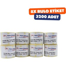 1001 Eko Termal Etiket(Sürsajlı) 40MM x 20MM Toplam 3200 Adet 8 Rulo, Ruloda 400 Lü Sarılmış 40MM K